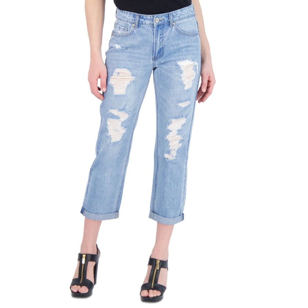 Gogo Jeans Juniors High Rise Ex-Boyfriend Denim Distressed NEW Size 9 - Picture 1 of 1